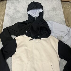 Twitch Hoodie Sweatshirt Mens Medium Black Gray Tan Colorblock Gaming Lot 2